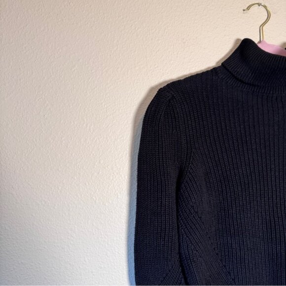 Frame Black Chunky Knit Puff Sleeve Sweater Turtleneck Women’s S Preppy Fall - Picture 3 of 9